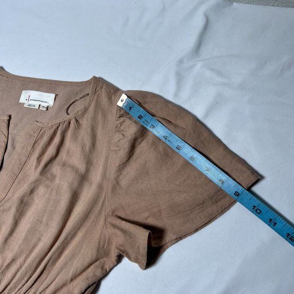 Anthropologie The Somerset Flowy Maxi Dress Linen Tiered Tan Light Brown XSP - Picture 10 of 15